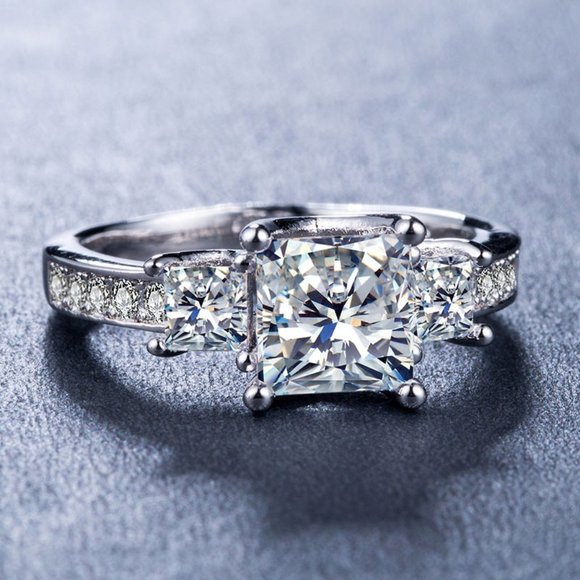 ❤️Exquisite 925 Silver Plating Cushion CZ Diamond Ring, GPMB1474 - Picture 4 of 6